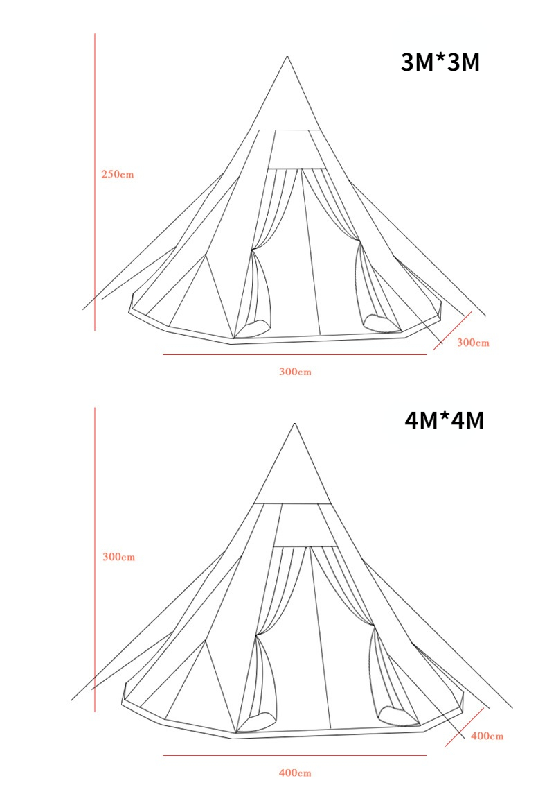 Cheap Goat Tents 5 8People Cotton Pyramid Big Tents Breathable Waterproof 3000MM Windproof Outdoor Four Season Family Camping Tent   